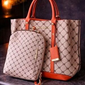 NWT! STEVE MADDEN Monogram Tote Bag Set - Beige